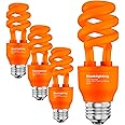 SLEEKLIGHTING 13 Watt Orange Spiral CFL Light Bulb - UL Approved- General Purpose Spiral CFL Orange Light Bulbs - 120 Volt, E26 Medium Base. (Pack of 4)