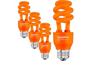 SLEEKLIGHTING 13 Watt Orange Spiral CFL Light Bulb - UL Approved- General Purpose Spiral CFL Orange Light Bulbs - 120 Volt, E26 Medium Base. (Pack of 4)