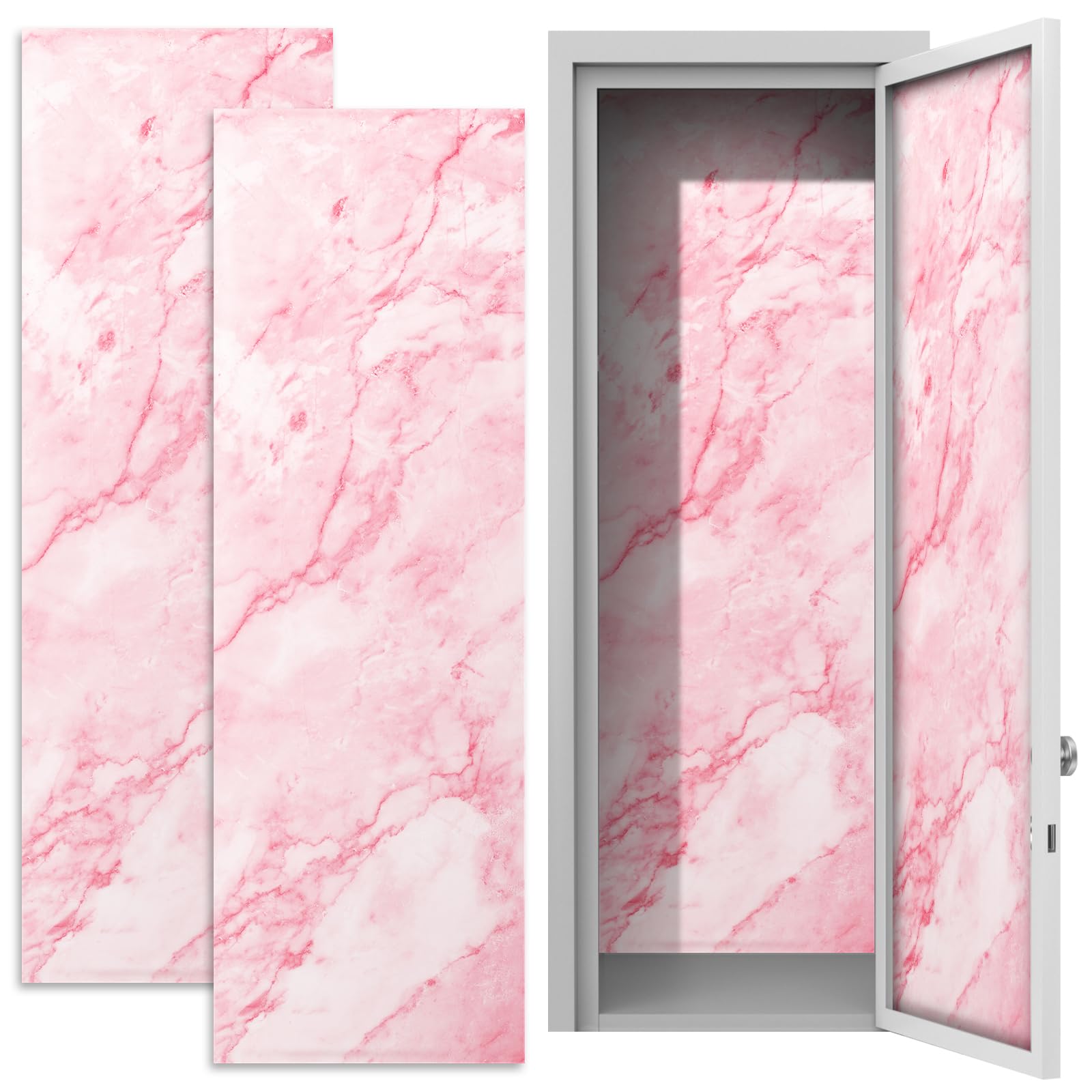 Photo 1 of Konohan 2 Pcs School Magnetic Wallpaper for Lockers 12" x 36" Removable Magnetic Wallpaper Decorative Locker Accessories for School University(Matte Pink Marble)