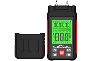 Wood Moisture Meter Water Leak Detector with Backlit LCD Display, Temperature & Humidity Measurement for Wooden Material Mort