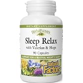 Herbal Factors Sleep Relax Formula by Natural Factors, Natural Sleep Aid with Valerian Root, Passion Flower and Skullcap, Non-GMO, 90 capsules (90 servings)