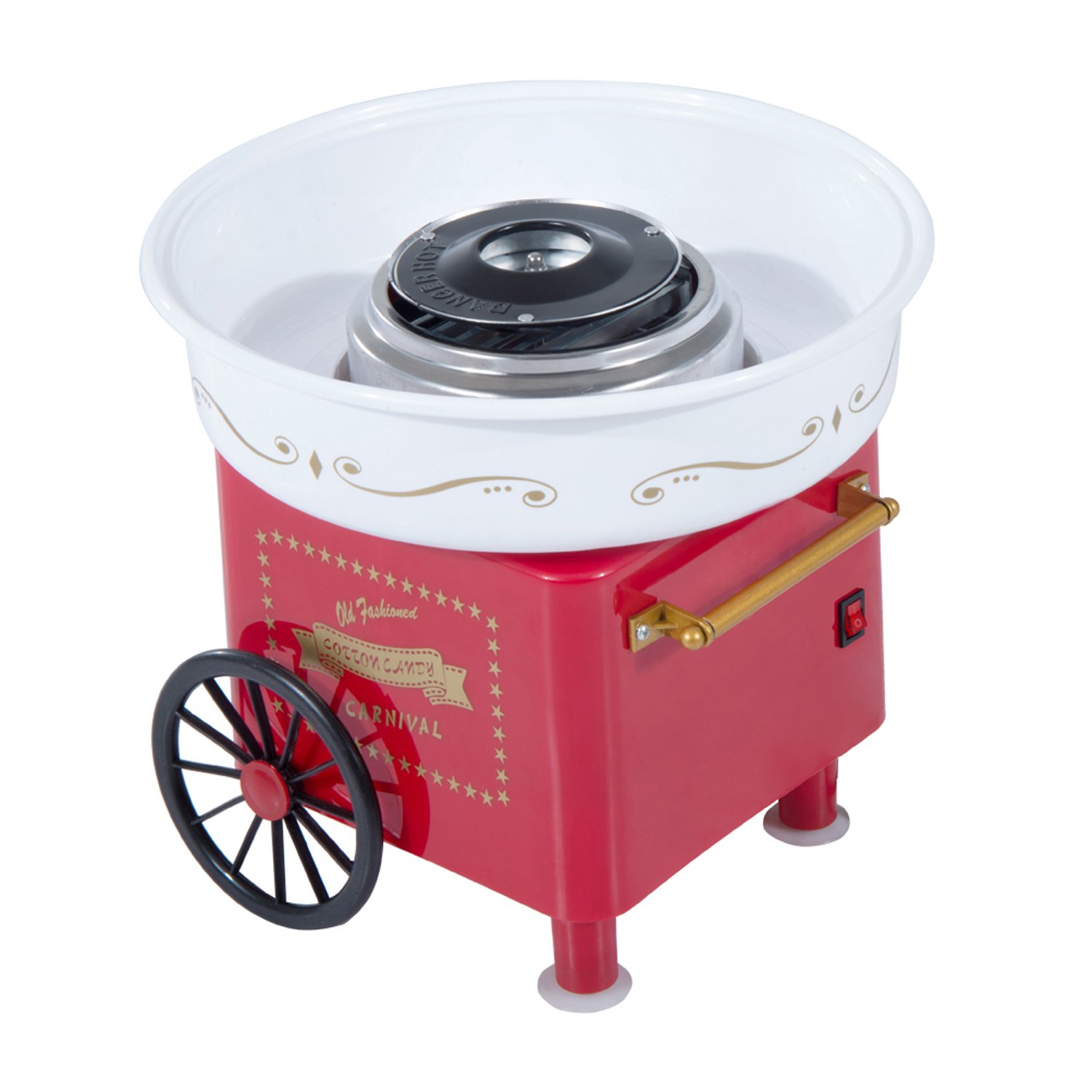 HOMCOM Electric Cotton Candy Maker Candy Floss Machine Cart Kitchen DIY 450W Red