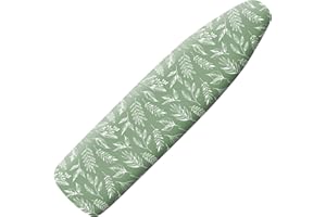 CLIDULI Extra Thick Ironing Board Cover and Pad, 15x54 Ironing Board Cover, Resist Scorching and Staining,Elastic Edges,Sage Green Spring Summer Plants
