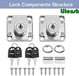 Litensh 22mm Cam Lock Cabinet Lock with 2 Keys Zinc Alloy 40x40mm view 5