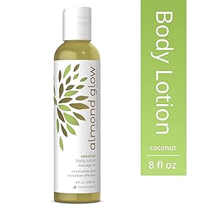 Home Health Almond Glow Coconut Body Lotion - 8 fl oz - Skin Moisturizer & Massage Oil, Peanut, Olive & Lanolin Oils Plus Vitamin E- Non-GMO, Paraben-Free, Vegetarian