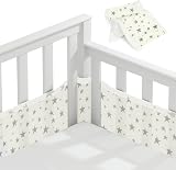 Vicloon Cot Bumper 2Pcs Breathable Mesh Crib Rail Cover Star Design