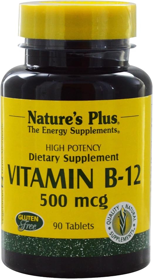 NaturesPlus Vitamin B12 (Methylcobalamin) 500 mcg, 90 Vegetarian Tablets High Potency Red