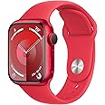 Apple Watch Series 9 [GPS 41mm] Smartwatch with (Product) RED Aluminum Case with (Product) RED Sport Band S/M. Fitness Tracker, Blood Oxygen & ECG Apps, Always-On Retina Display
