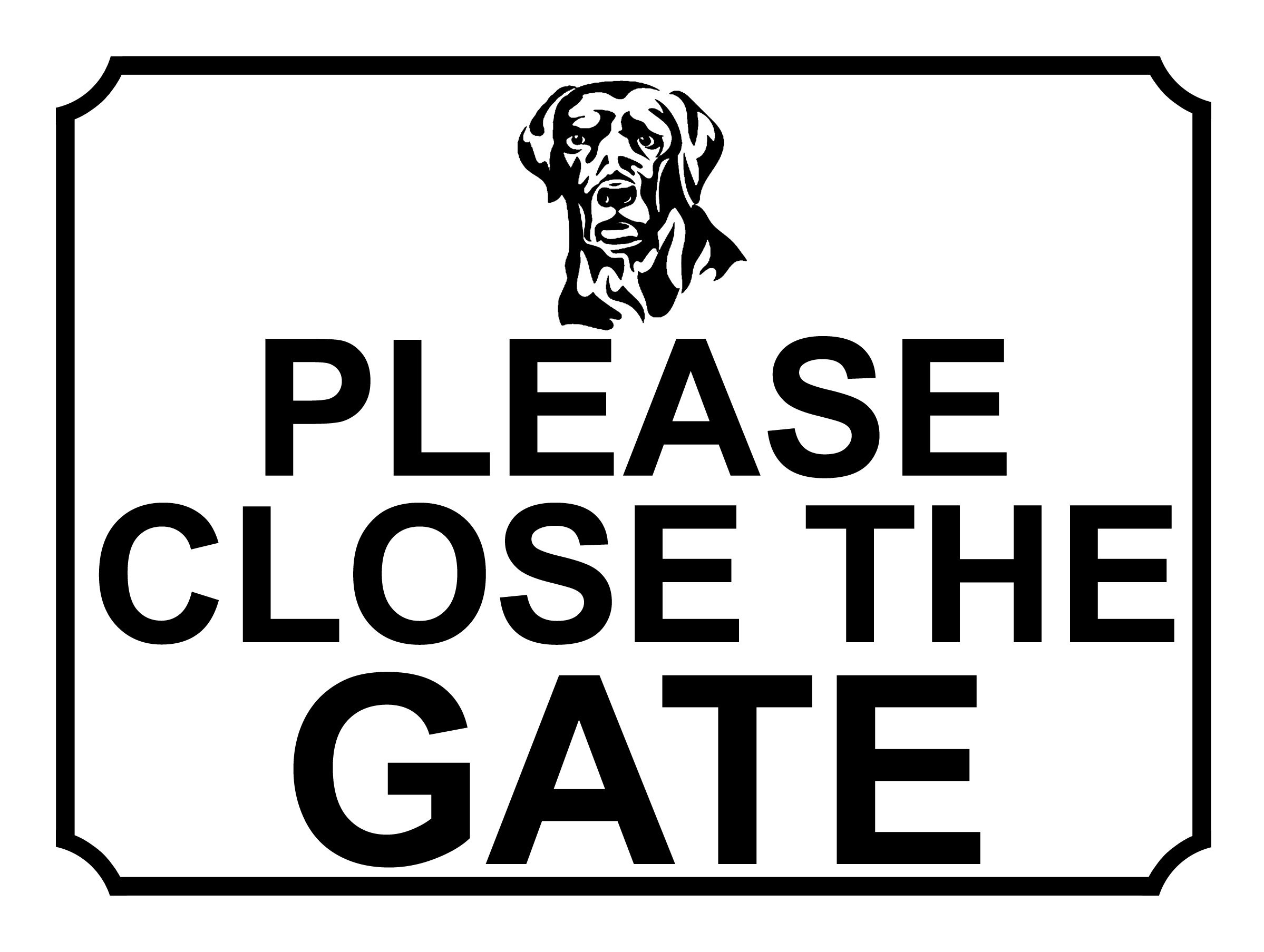SHAWPRINT PLEASE CLOSE THE GATE DOG THEME METAL SIGN 267MM X 200MM (492H1L) LARGE 10" X 8"