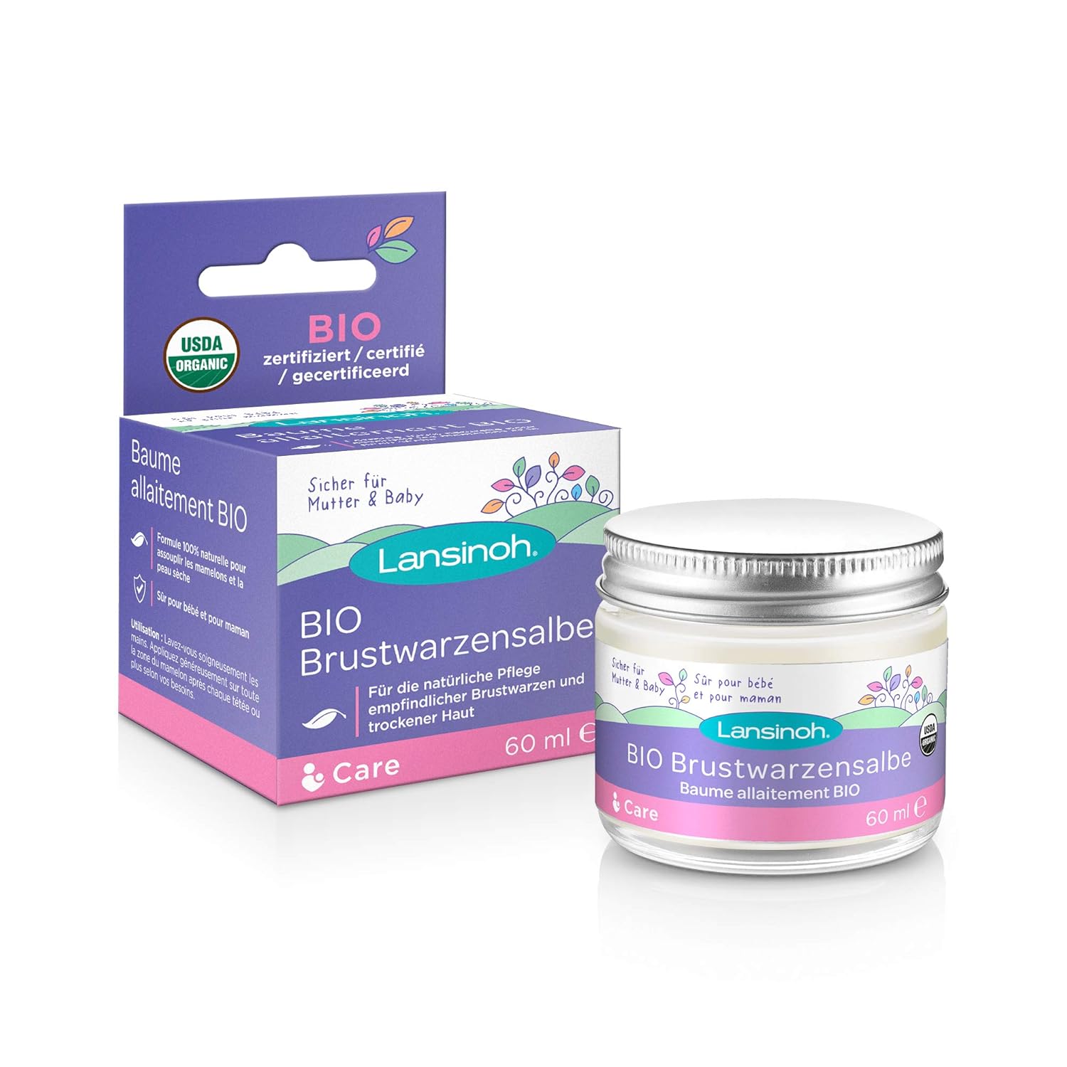 Lansinoh 23130 BIO Brustwarzensalbe, 60 ml, transparent