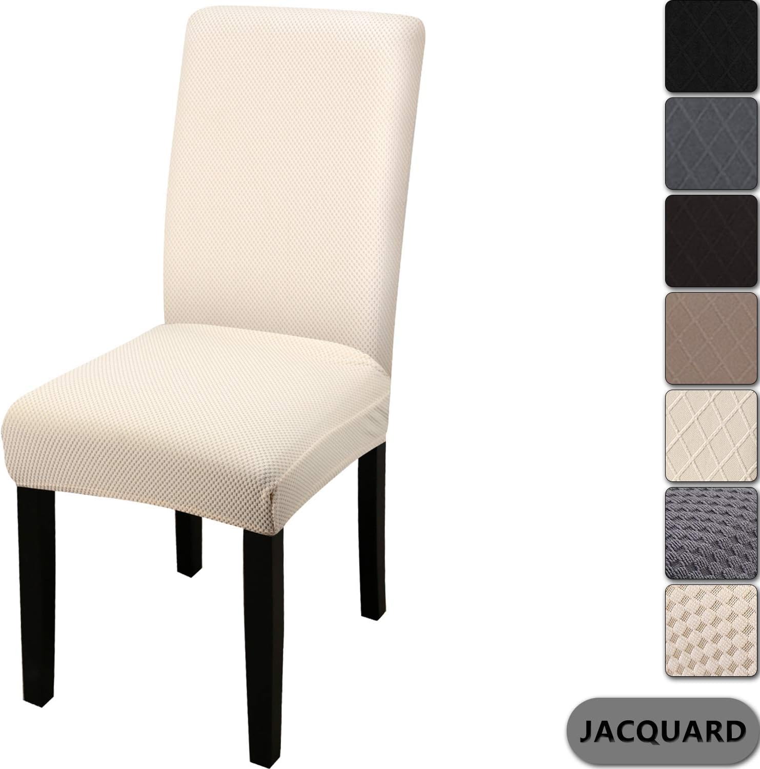 YISUN JACQUARD Dining Chair Covers, [Set of 4/6] Modern Stretch Chairs Protective Cover, Removable Washable Slipcovers