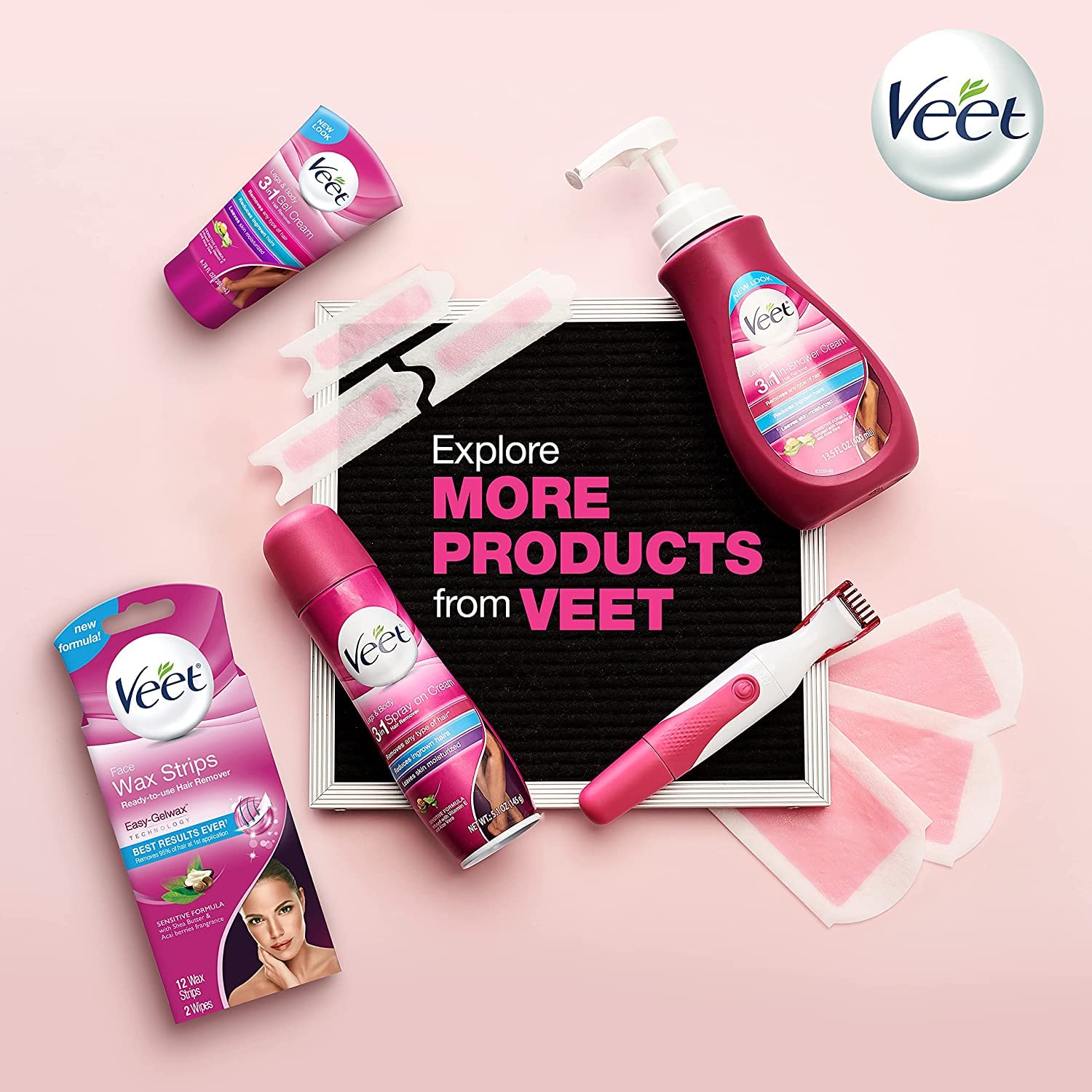 Veet Leg and Body Hair Remover Cold Wax Strips, 40 ct (Pack of 2)