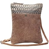 Myra Bag Honey Bee Leather & Upcycled Canvas Crossbody Bag S-1152