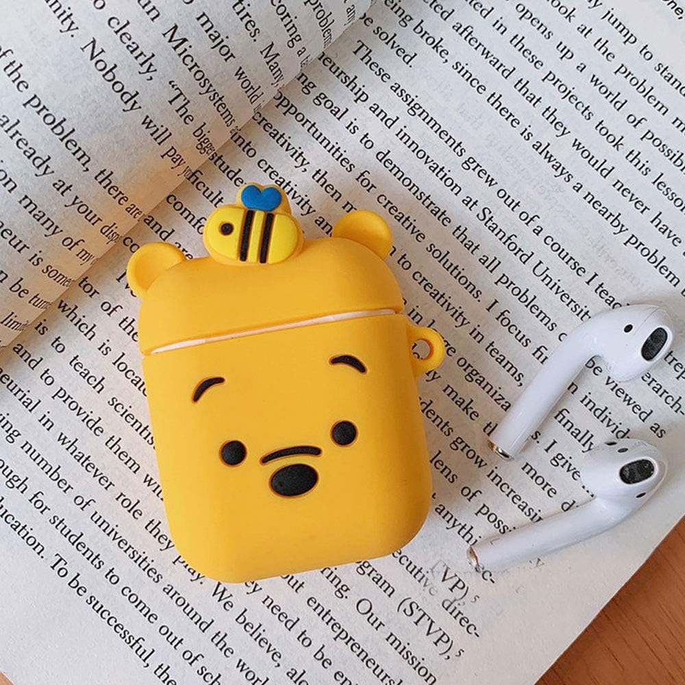 UR Sunshine AirPods Case, Super Cute Animal Shape Serie AirPods Cover Case, Creative Fun Animal Style Matte Surface Soft Silicone Gel Earphone Case AirPods 1/AirPods 2 -Yellow Bear