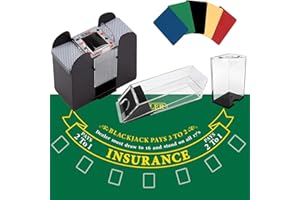 GSE GAMES & SPORTS EXPERT GSE Blackjack Game Combo Set with Blackjack Layout Felt, 6-Deck Automatic Card Shuffler, 6-Deck Dealer Shoe and Discard Holder Tray, 5 Cut Cards. - Great for Family, Casino Game Night