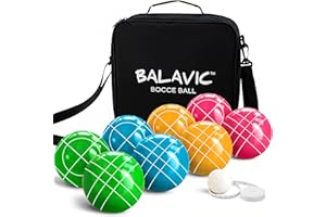 BALAVIC 100mm Resin Bocce Ball Set Multicolor Balls w Pallino, Carry Bag, Measuring Tape - Perfect for Backyard, Beach, Parties, Lawn Games with Families & Friends, 2-8 Players Entertainment