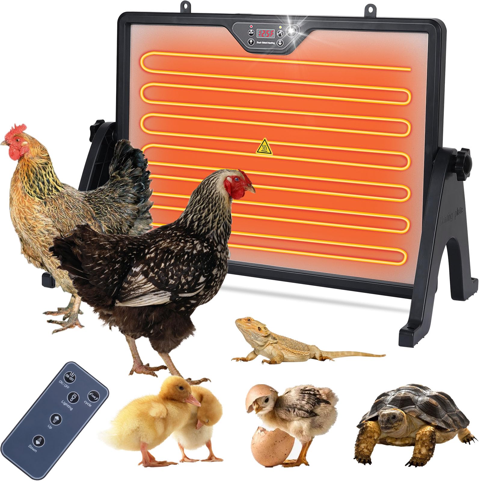 Photo 1 of Chicken Coop Heater Radiant Chicken Heater for Inside Coop 180W with Remote Control Timing Function, Adjustable Temp, Light, Perfect Chicken Coop Accessories Kitten Puppy Pets for Winter(Fahrenheit)