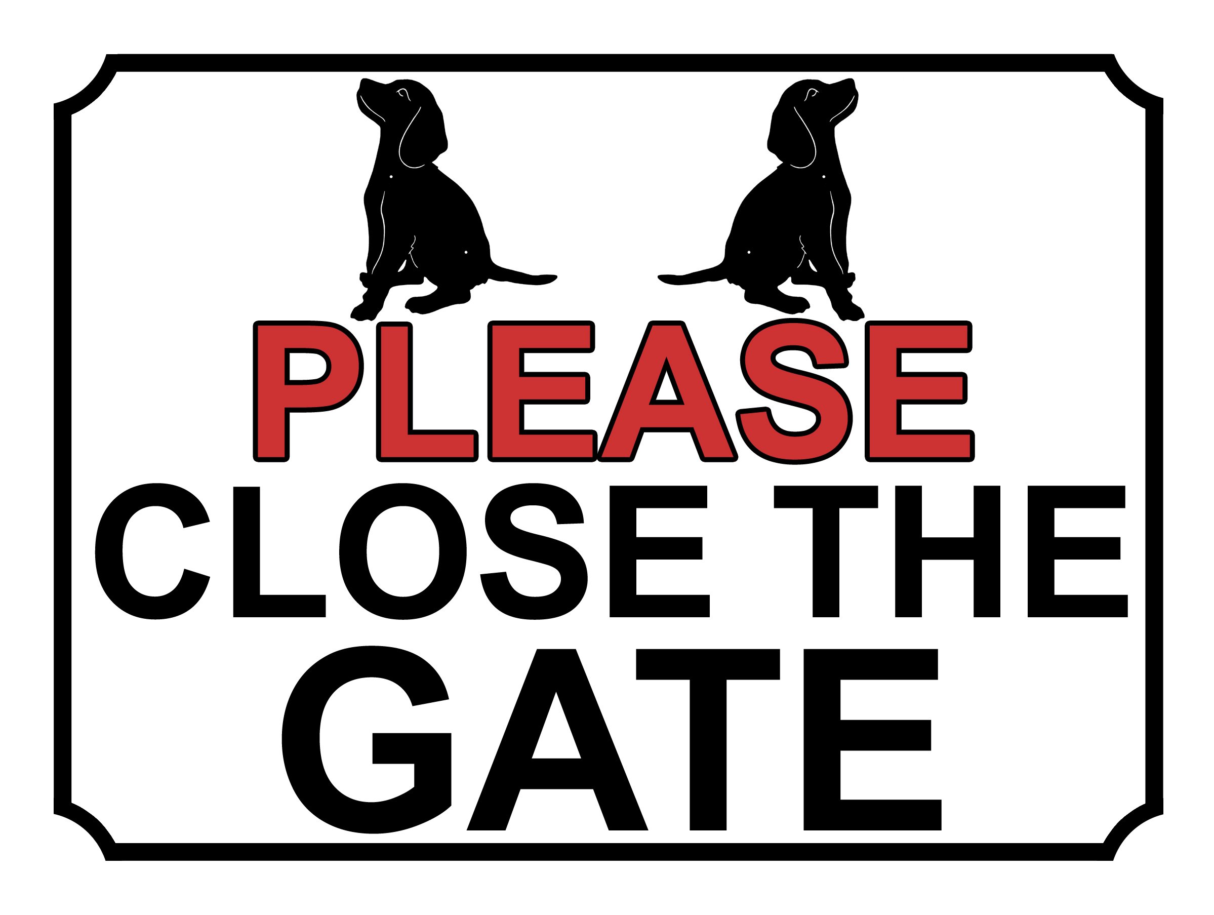 PLEASE CLOSE THE GATE DOG THEME METAL SIGN 267MM X 200MM (164H1L) LARGE 10" X 8"