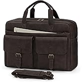 RAINSMORE Messenger Bag for Men 16 Inch Leather Laptop Bags Work Computer Briefcase Vintage Mens Satchel Shoulder Bag for Work, Office, Business, Travel, Coffee