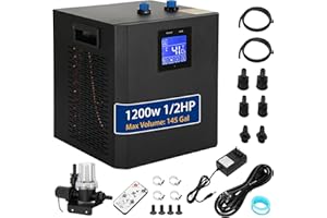 VIKUA 1/2HP 1200w Ice Bath Water Chiller for Cold Plunge Tubs,1/2 HP Water Chiller 145 Gal, Universal Cold bath Restores Ice Bath Water Chiller Cooling Chiller with Water Pump and Hoses (500L 1/2HP)110V