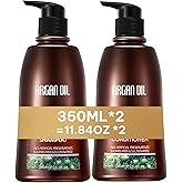 2 Pack Natural Organic Sulfate Free Moroccan Argan Oil Shampoo and Conditioner Sets - Color Safe Treatment, UV Protection, Intense Moisturizing Smooth For Dry, Damaged, Frizzy Hair,350ML*2