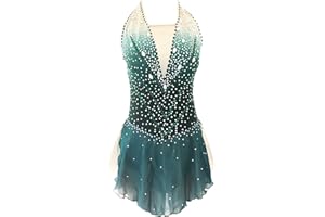 Figure Skating Dress For Women To Competition, Girls Sleeveless Sparkling Diamonds Roller Skating Clothes(3X-Large)