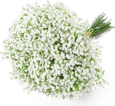 Uhky 6 Pcs Artificial Baby's Breath Gypsophila Flowers White Real Touch