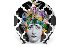 SPDIUV Lina Cavalieri Plate, Wall Decorative Plate, Mysterious Face Plate Wall Hanging Decoration,Including Bracket and Special Spring Hook,J (23),10inch