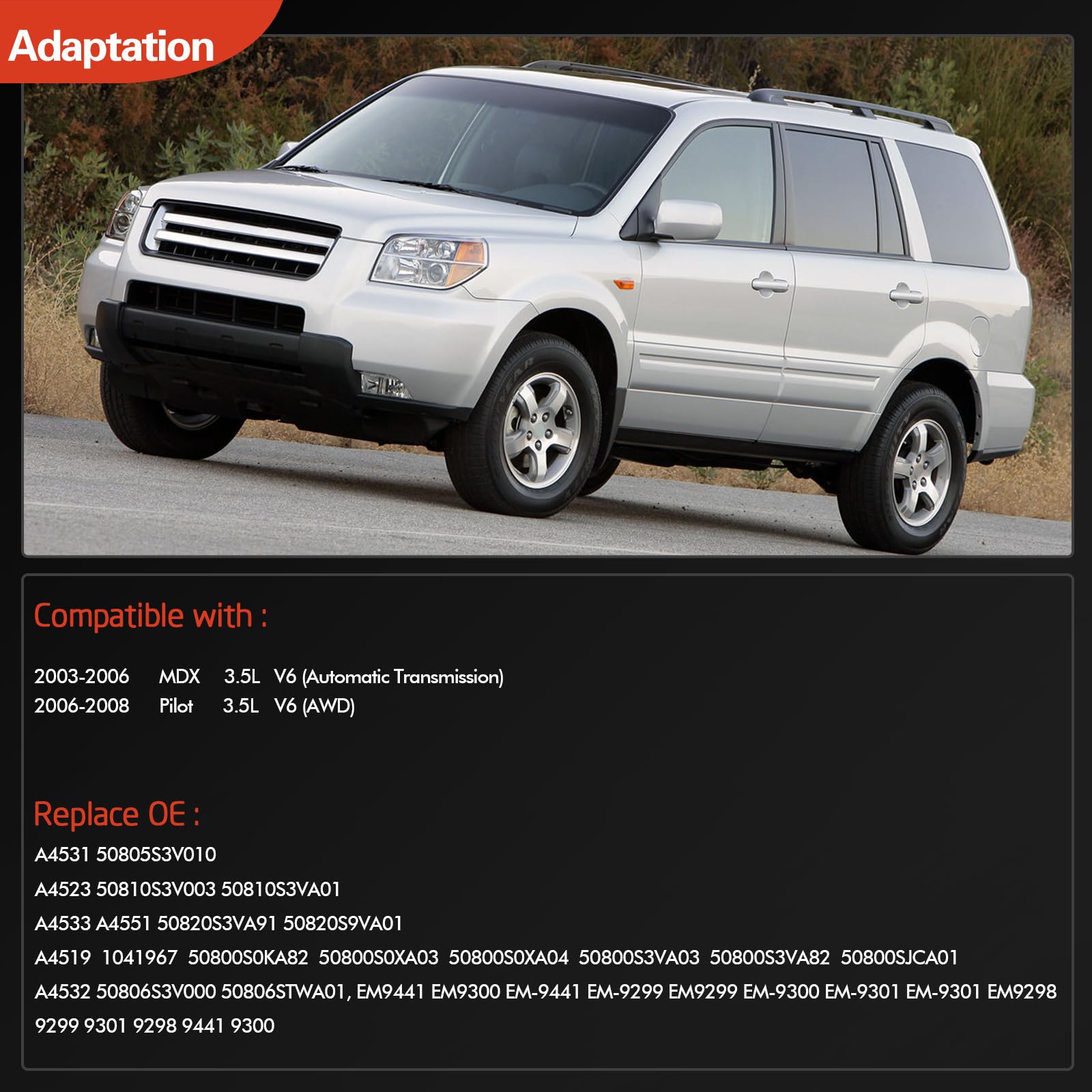 Condition photo showing New/Like New for kjydxys engine motor and transmission mount kit compatible with pilot 2006-2008 3.5l & mdx 2003-2006