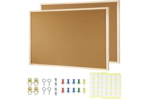 JEFURE 2 Pcs Cork Board, 17.7''x13.3'' Bulletin Board, Wooden Framed Corkboards for Wall, Small Cork Board, Vision Board Supplies, Prayer Board, Picture Board for Photos, Office, Home Decor, School