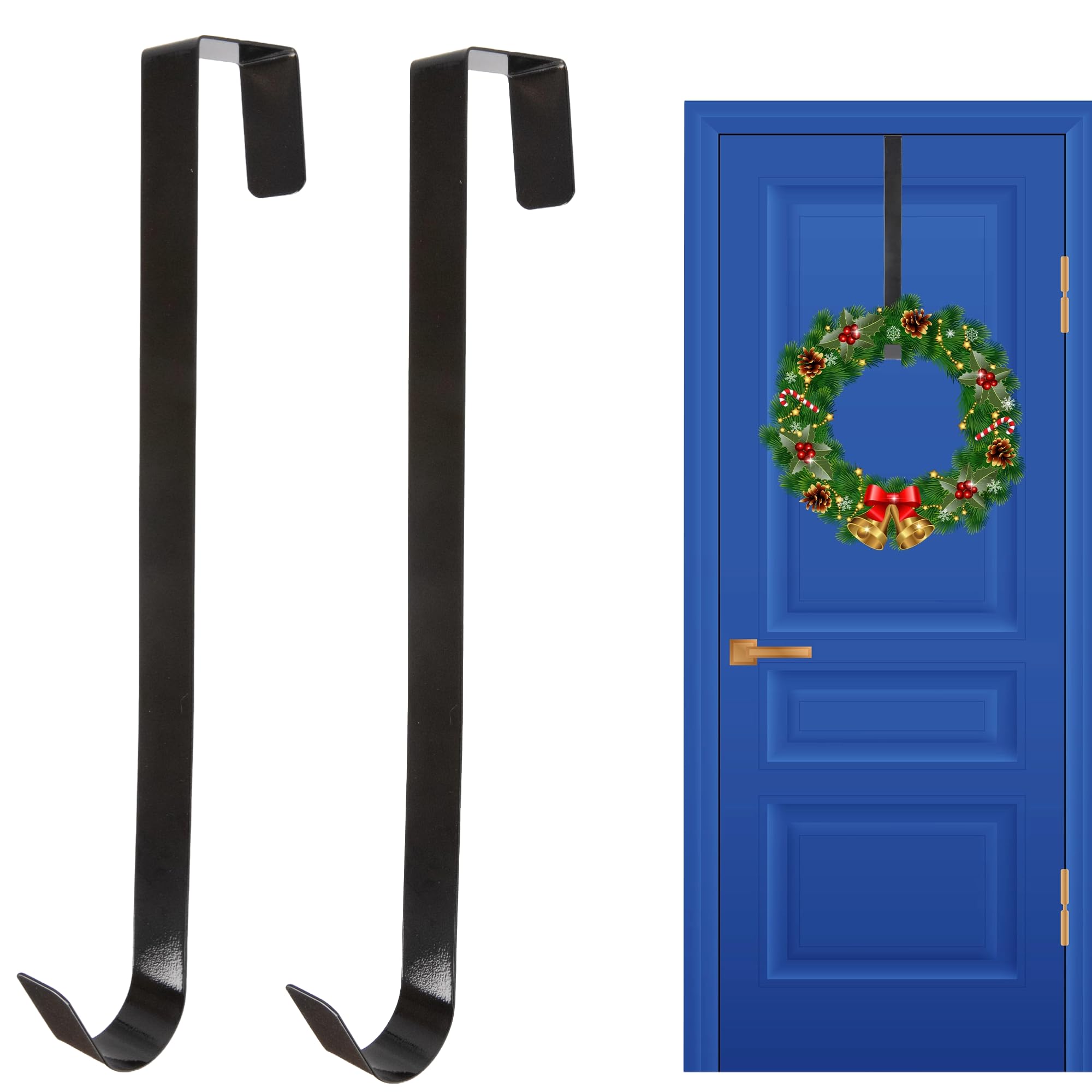 SHATCHI 2Pcs Christmas Wreath Door Hanger – 38cm Metal Front Door Wreath Holder Over Door Hook for Christmas Home Office Wall Wedding Hanging Decorations Wreaths
