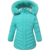 NAUYSWI Girl's Winter Coat Hooded Long Parka, Kids Down Outerwear Jacket with Elegant Double-Closure Design