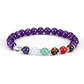 Cherry Tree Collection Natural Genuine Gemstone Chakra Stretch Bracelet | 6mm Beads, Sterling Silver Spacers | Men/Women | Small, Medium, Large Sizes