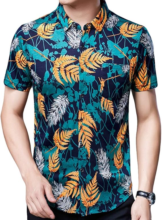 Amazon ハワイアンシャツ アロハシャツ メンズ 半袖 花柄 ｔシャツ ワイシャツ カジュアルシャツ 涼しい おしゃれ 総柄 光沢 メンズファッション ビジネス ビーチ風 シャツ 通販