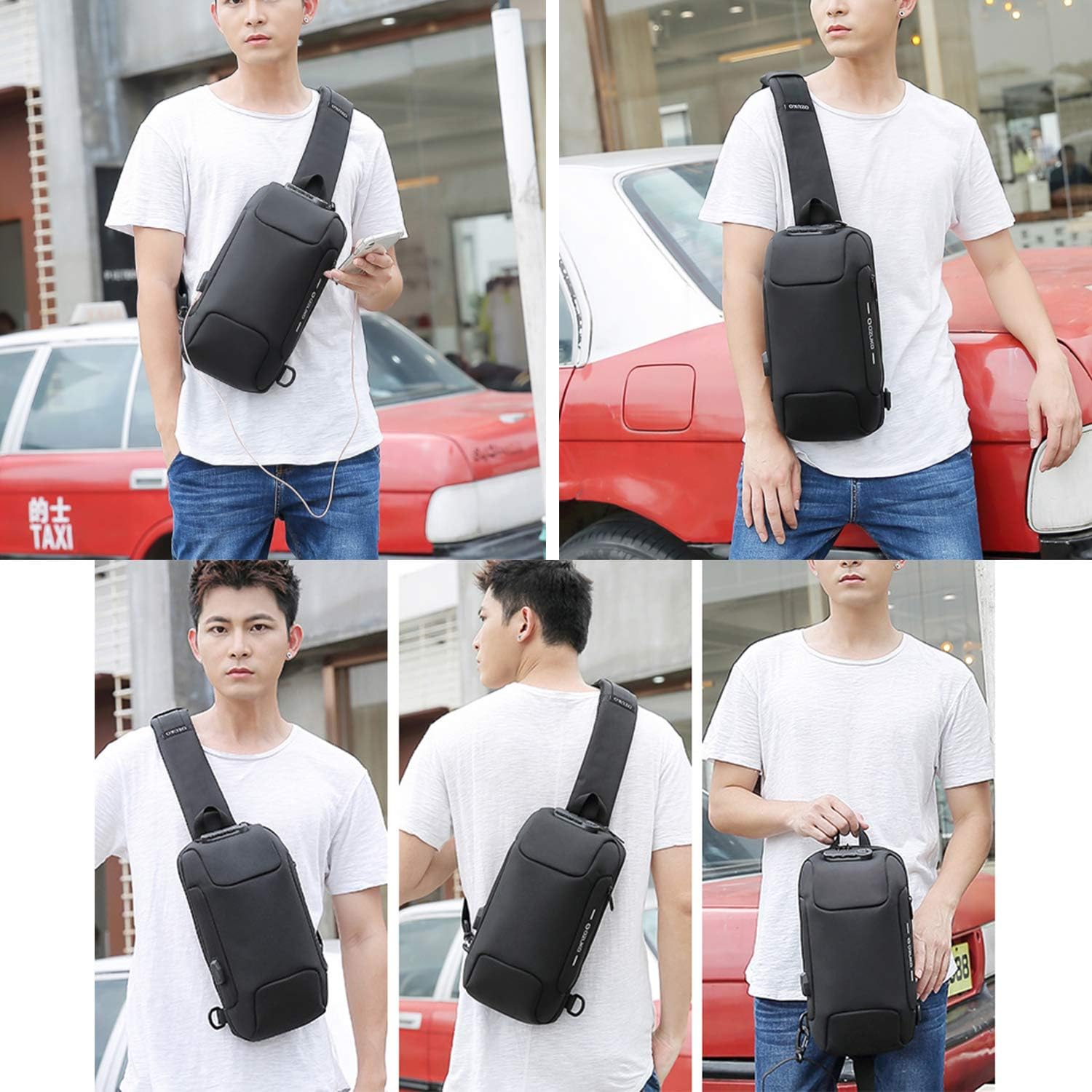  | Sling Bag for Men Shoulder Crossbody Backpack Waterproof Sling Backpack with USB Charging Port Anti Theft Chest Pack Bag Casual Daypack Fit 9.7 Inch Ipad (Black) | Casual Daypacks