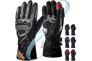 IRON JIA'S Motorcycle Gloves Winter Cold Weather Warm Touchscreen Waterproof Windproof Protective Gear (Black, L)