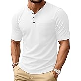MAGCOMSEN Men's Henley Short Sleeve Shirt Cotton Lightweight Tee Shirts Casual Summer Basic Tees with Pocket