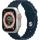HeiKe Silicone Sport Ocean Band Compatible with Apple Watch Band 49mm 46mm 45mm 44mm 42mm 41mm 40mm 38mm for iWatch Ultra 2 Nike+ SE Series 10 9 8 7 6 5 4 3 2 1 Men Women,Breathable Replacement Strap