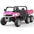 Hetoy 24V 2-Seater Ride On Dump Truck with Parent Remote Control, 4WD 6-Wheel Electric Car for Big Kids, UTV Style Dump Bed & Music Horn, ASTM/CPSIA Certified (Ages 3+)