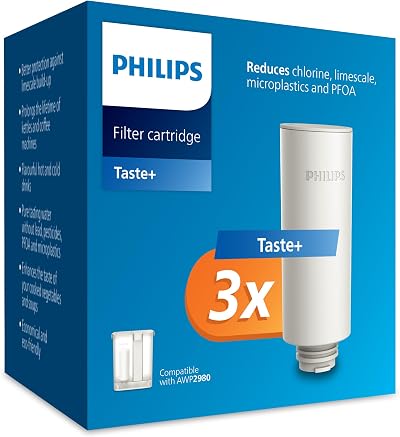 Philips Water Instant Pitcher Replacement Filter 3-Pack - Reduces Chlorine Lead