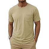 MAGNIVIT Men's Cotton Pocket Tee Shirts Soft Crew Neck Solid Color T Shirt Casual Short Sleeve Summer Basic Tops