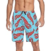 Mens Pajama Shorts Red Lobster Sleep Shorts Men Shell Pajama Bottoms With Pockets Drawstring Lounge M