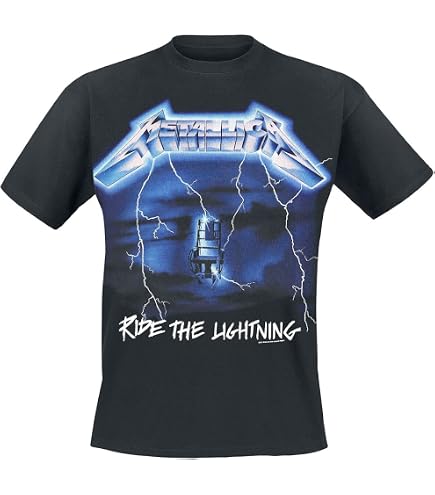 Amazon.com: Metallica T Shirt Vintage Ride The Lightning Band Logo