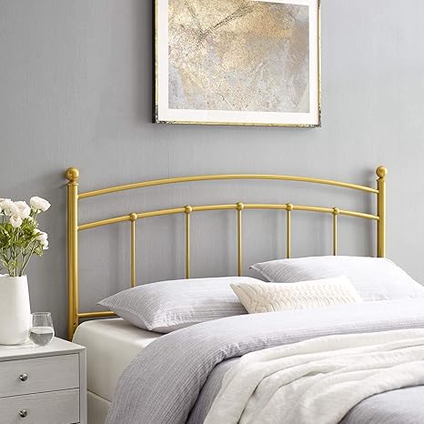 amazon com modway abigail modern farmhouse metal twin headboard in gold