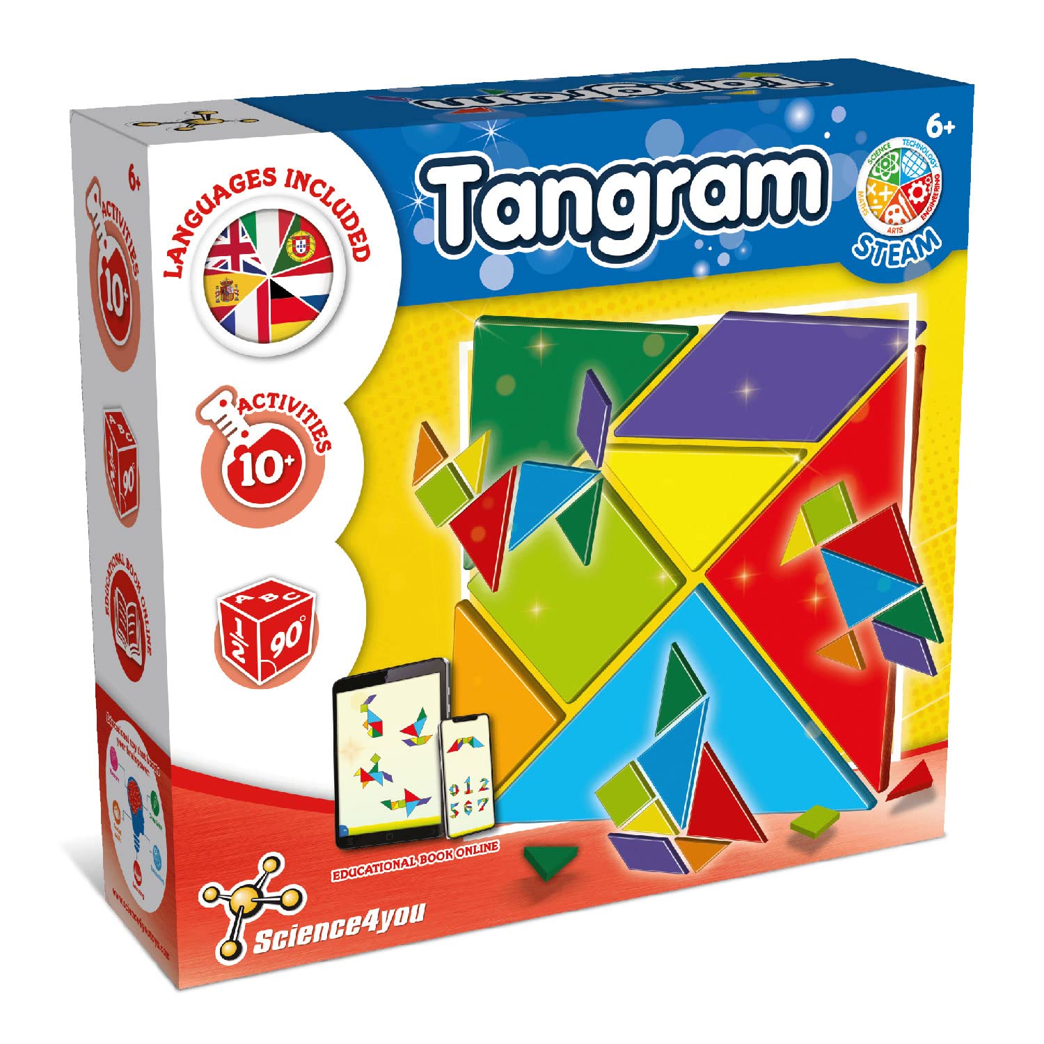 Science4you Tangram for Kids - Tangram Puzzles for Kids with 10 Challenges - Montessori Puzzle for Children - Puzzles in Quality Cardboard - STEM and Educational Montessori Toys for 5 6 7 8+ years old