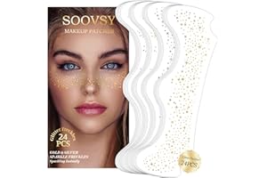 SOOVSY 24pcs Gold and Silver Glitter Freckles Face Tattoo, Sparkle Freckles Temporary Face Tattoos, Body Face Glitter Makeup Patches Speckles, Waterproof Long Lasting Makeup Accessories for Women Girls