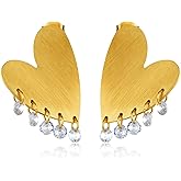 Kaleido Fashion 18K Gold Plated Dainty Heart Earrings for Women - Hypoallergenic Statement Jewelry for Daily Wear, Wedding, Party, Office