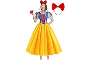 WISHTEN Princess Costume for Women,Adults Princess Dress with Headband, Halloween Costume Dress Up Outfit
