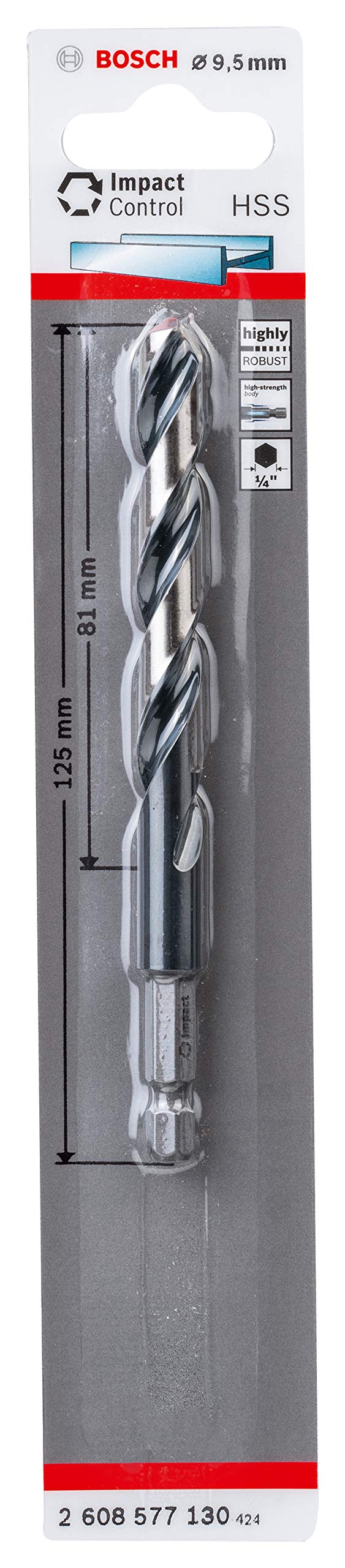 Bosch Professional Impact Control HSS Twist Drill Bit (for metal, 9.5 x 81 x 125 mm, accessories for impact drills)