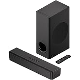 PHEANOO 2.1 Compact Sound Bars for TV with Subwoofer, HDMI ARC/Bluetooth 5.0/Optical/AUX/RCA Connection, Remote Control, Adjustable Bass, Wall Mountable &ndash; P15, 140W, 16 inch, Black